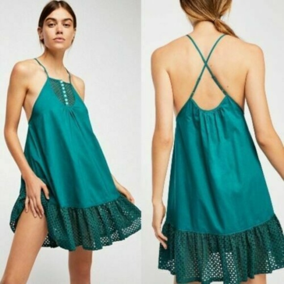 Free People Dresses & Skirts - Free People Womens Large K3-07 Green Eyelet Dress Free People Dresses & Skirts - Free People Womens Large K3-07 Green Eyelet Dress